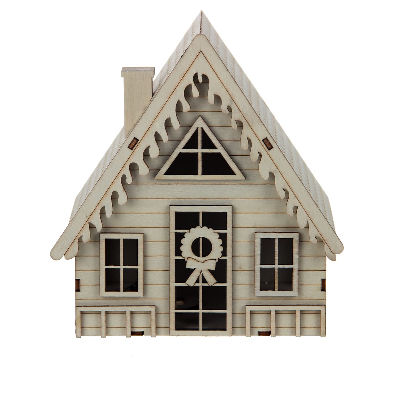 6" Unfinished Winter A-Frame House DIY LED Wood Décor by Make Market®